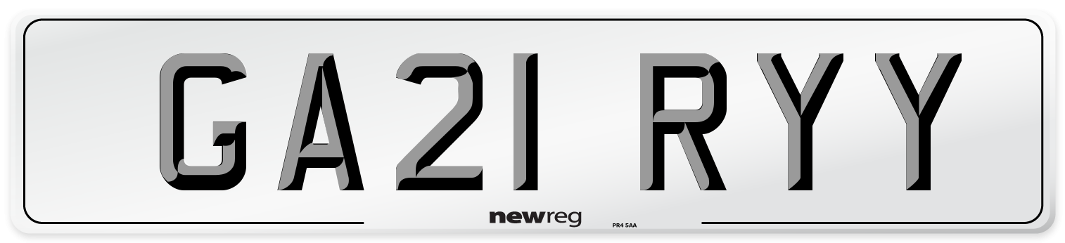 GA21 RYY Number Plate from New Reg